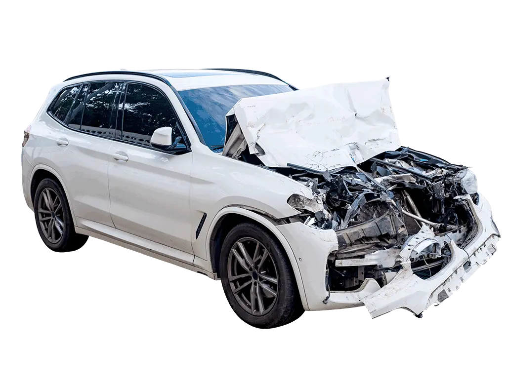Damaged scrap car ready for recovery