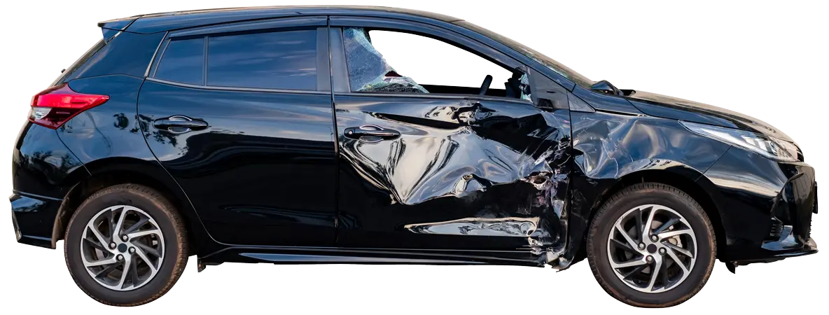 A black scrap car ready for collection in Newport